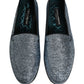 Blue Glitter Lurex DG Logo Dress Loafers Shoes