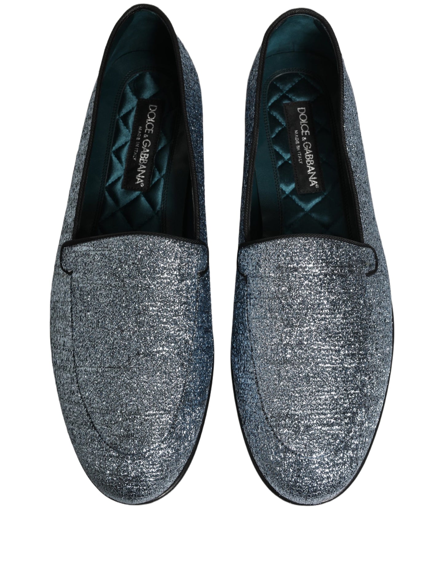 Blue Glitter Lurex DG Logo Dress Loafers Shoes
