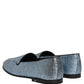Blue Glitter Lurex DG Logo Dress Loafers Shoes