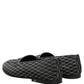 Black Velvet Diamond Stitched Loafers Shoes