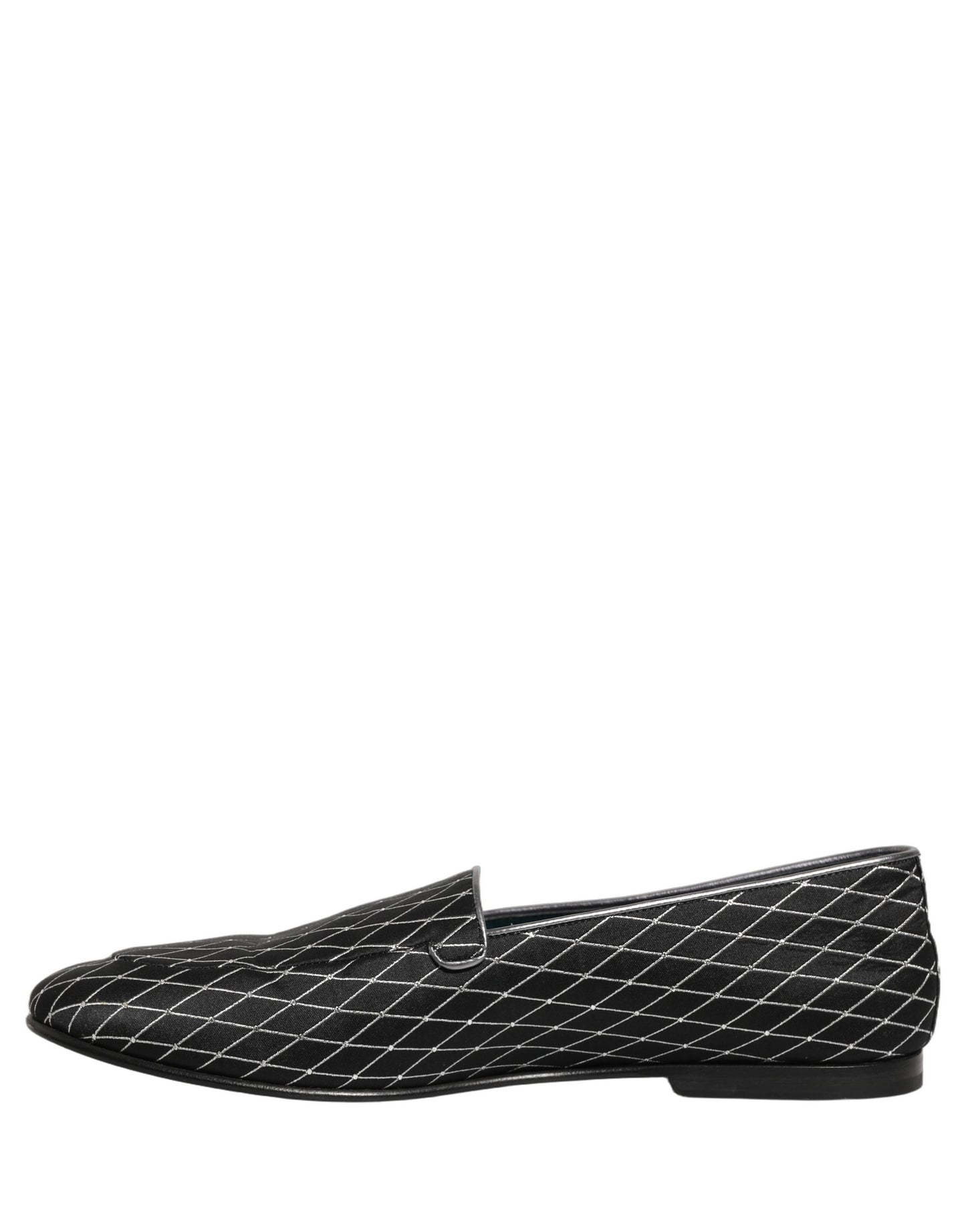 Black Velvet Diamond Stitched Loafers Shoes