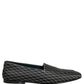 Black Velvet Diamond Stitched Loafers Shoes