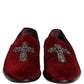 Maroon Suede Cross Slip On Dress Loafers Shoes