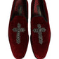 Maroon Suede Cross Slip On Dress Loafers Shoes