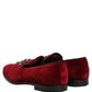 Maroon Suede Cross Slip On Dress Loafers Shoes