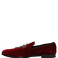 Maroon Suede Cross Slip On Dress Loafers Shoes