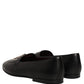 Black Leather Crown Embellished Loafers Shoes