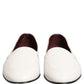 White Leather Logo Slip On Men Loafers Shoes