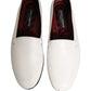 White Leather Logo Slip On Men Loafers Shoes