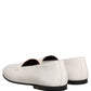 White Leather Logo Slip On Men Loafers Shoes