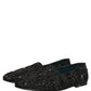 Black Velvet Embroidered Dress Loafers Shoes
