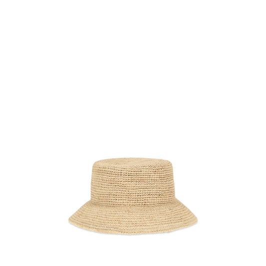 Beige Raffia Bucket Hat