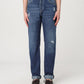 Blue Denim Straight-Leg Jeans