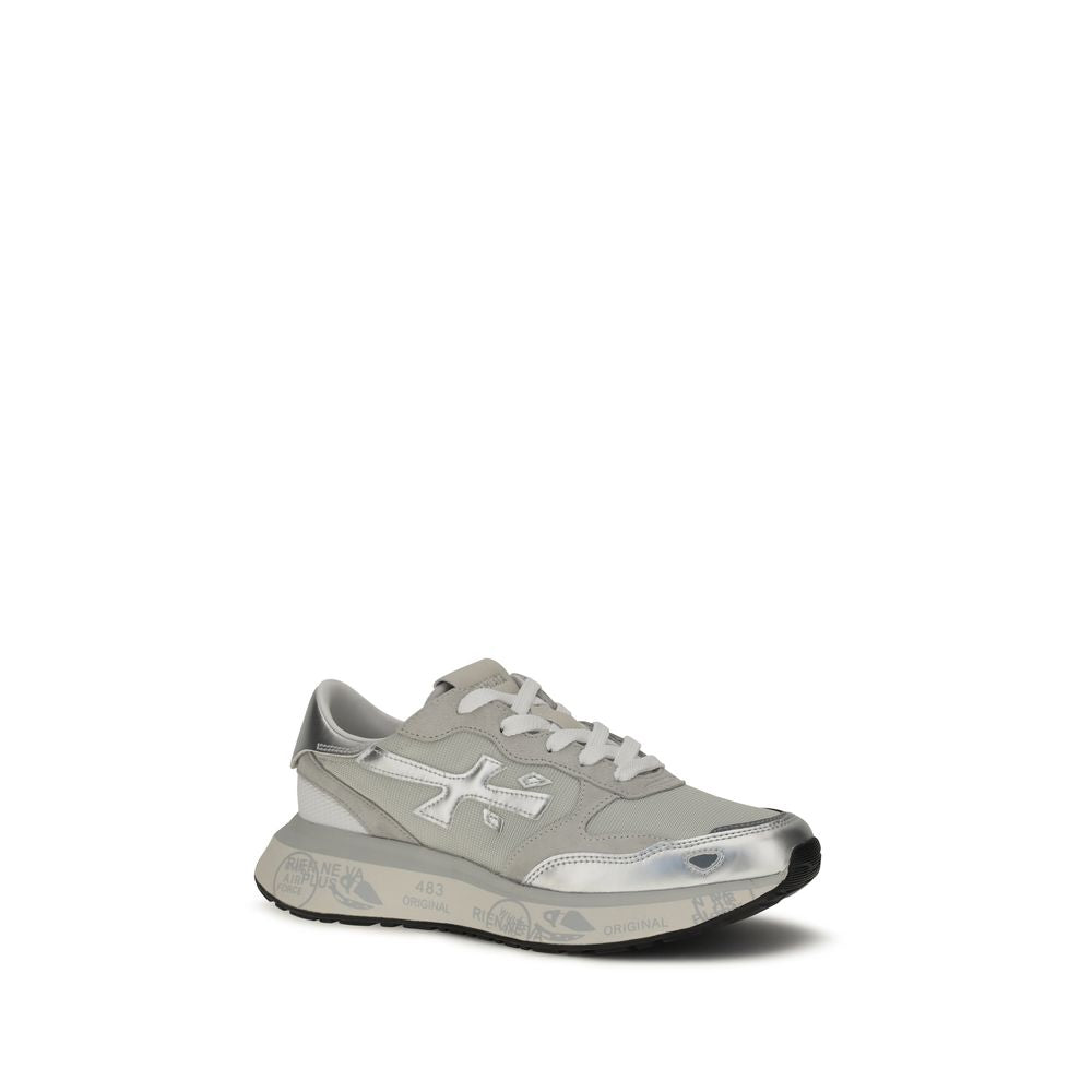 Silver Nylon Athletic Sneakers