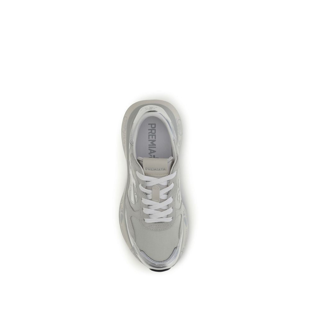 Silver Nylon Athletic Sneakers