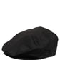 Men Black Cotton Stretch Newsboy Cloth Capello Hat
