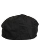 Men Black Cotton Stretch Newsboy Cloth Capello Hat