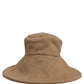 Women Brown Cotton Knit WideBrim Bucket Capello Hat