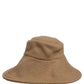 Women Brown Cotton Knit WideBrim Bucket Capello Hat