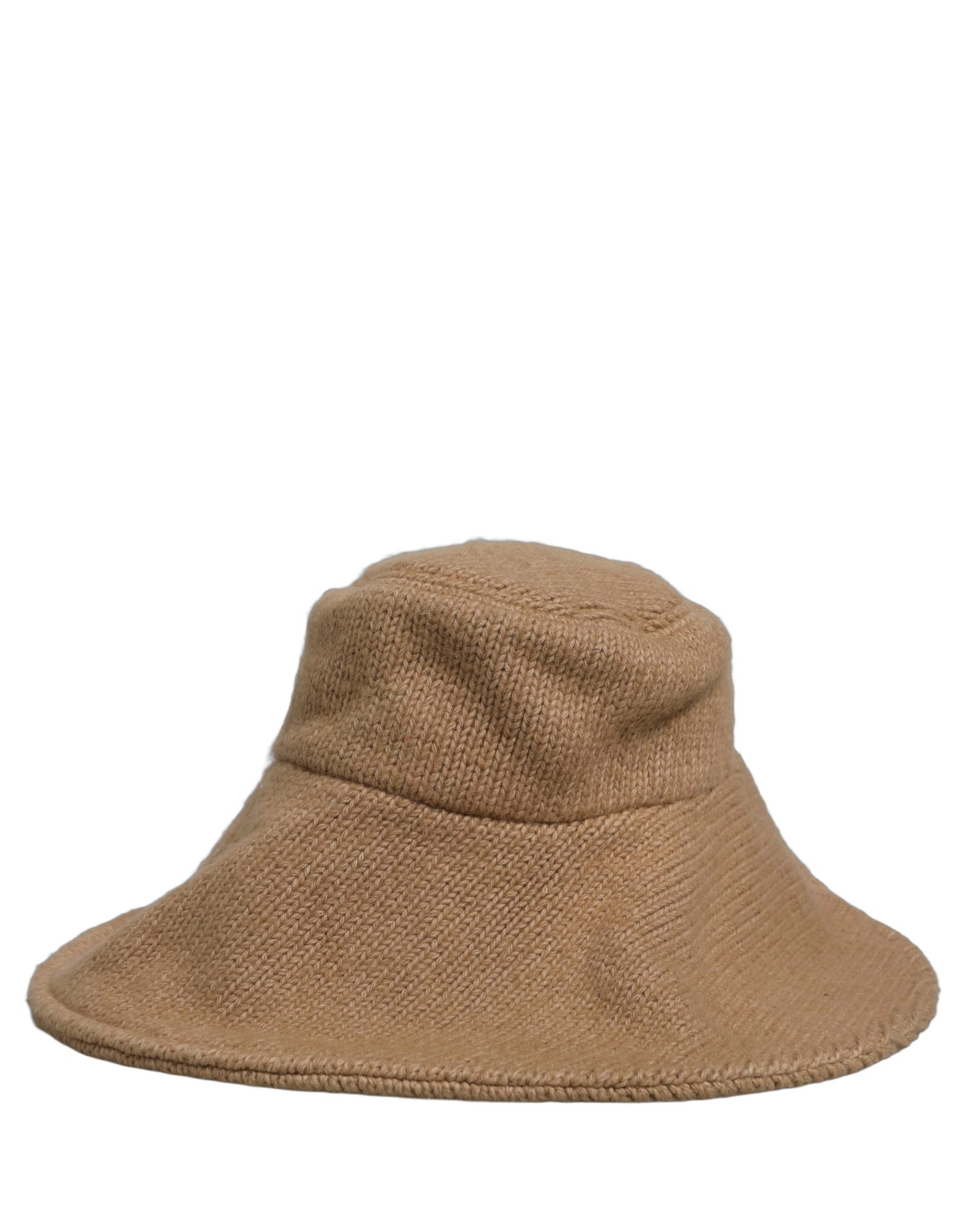Women Brown Cotton Knit WideBrim Bucket Capello Hat