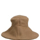 Women Brown Cotton Knit WideBrim Bucket Capello Hat