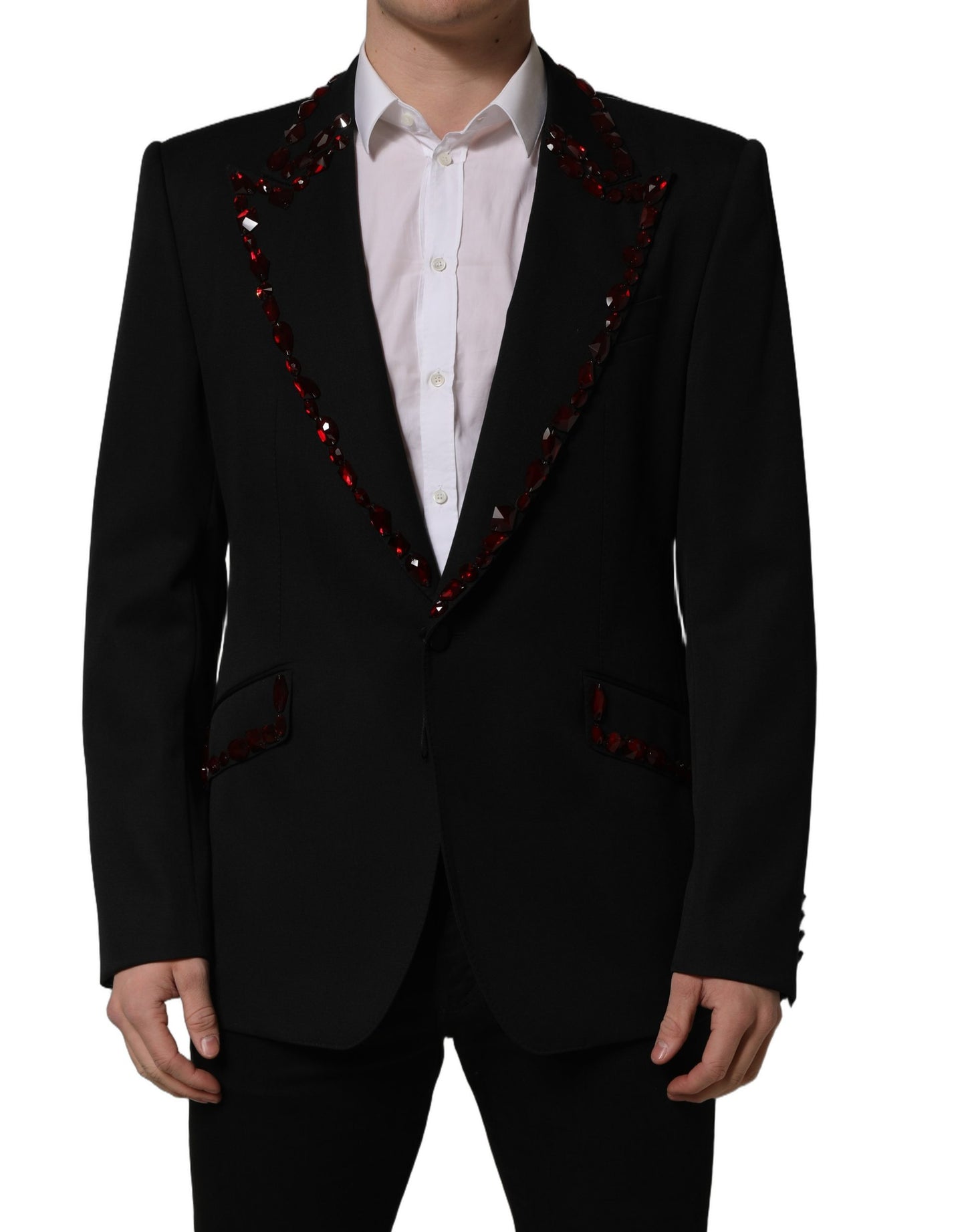 Black Crystal Embellished Coat Blazer Jacket