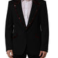 Black Crystal Embellished Coat Blazer Jacket