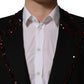 Black Crystal Embellished Coat Blazer Jacket