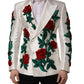 White Floral SICILIA Double Breasted Jacket