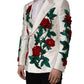 White Floral SICILIA Double Breasted Jacket