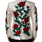 White Floral SICILIA Double Breasted Jacket