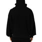 Black Cotton Men Hooded FullZip Bomber Jacket