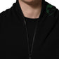 Black Cotton Men Hooded FullZip Bomber Jacket