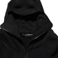 Black Cotton Men Hooded FullZip Bomber Jacket