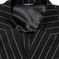 Black Stripes Wool Double Breasted Jacket