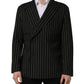 Black Stripes Wool Double Breasted Jacket