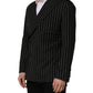 Black Stripes Wool Double Breasted Jacket