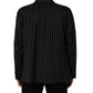 Black Stripes Wool Double Breasted Jacket