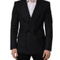 Black Stripes Wool Double Breasted Jacket