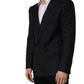 Black Stripes Wool Double Breasted Jacket