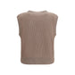Beige Cashmere Sleeveles Sweater