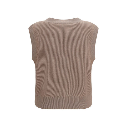 Beige Cashmere Sleeveles Sweater