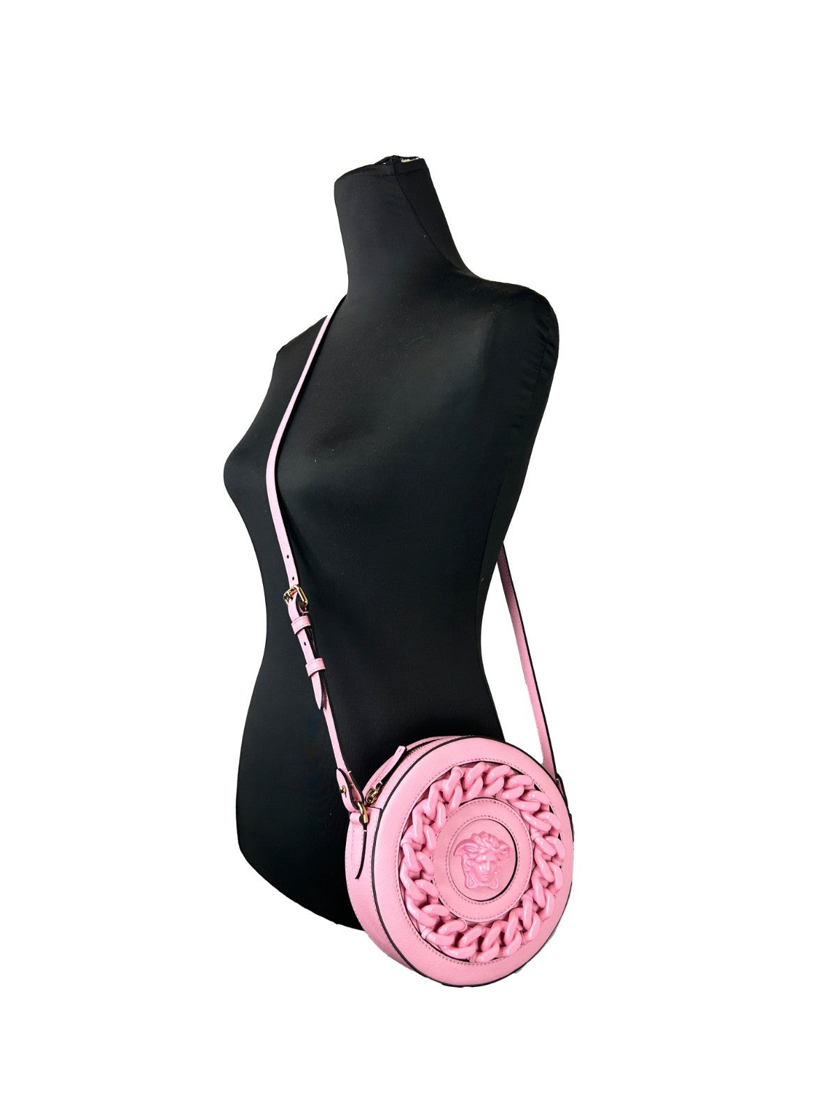 Versace Round Disco Leather Camera Case Crossbody Bag