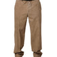 Beige Cotton Straight Leg Men Trouser Pants