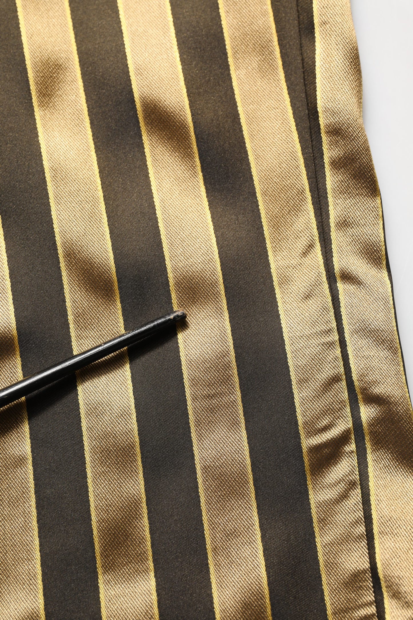 Gold Black Stripes Satin Tapered Leg Pants