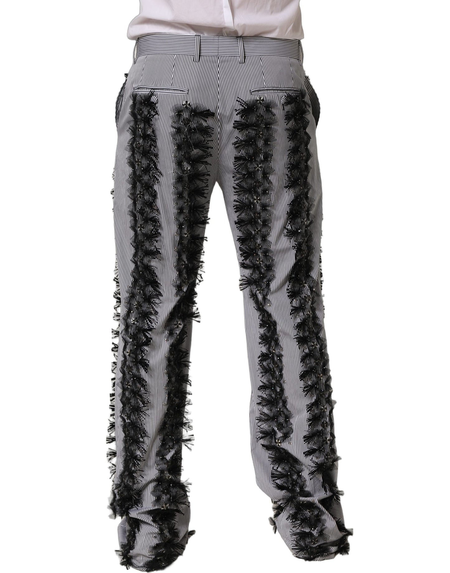 BlackGray Pinstripe Embellished Trouser Pants