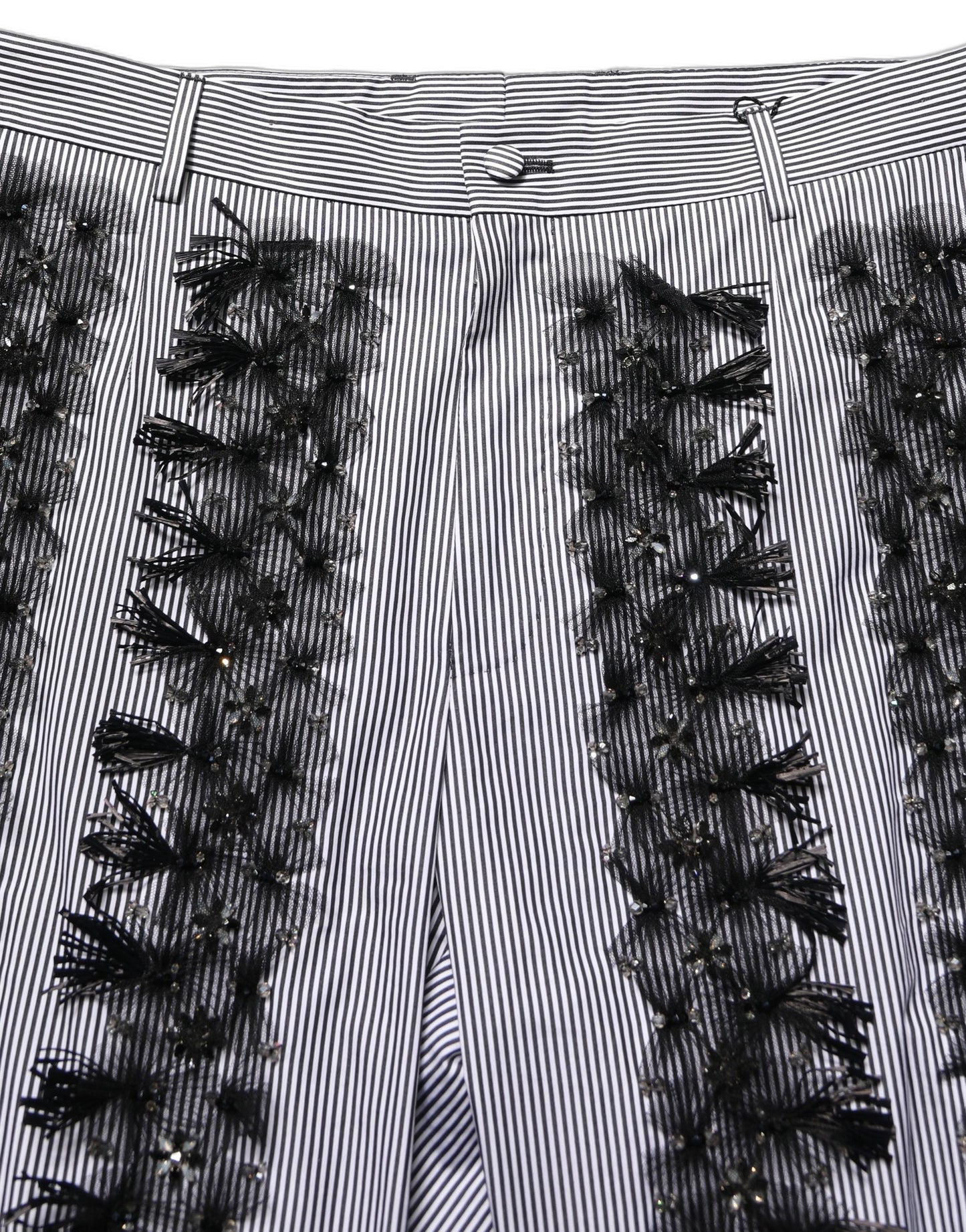 BlackGray Pinstripe Embellished Trouser Pants