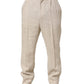 Beige Linen Tapered Men Dress Trouser Pants