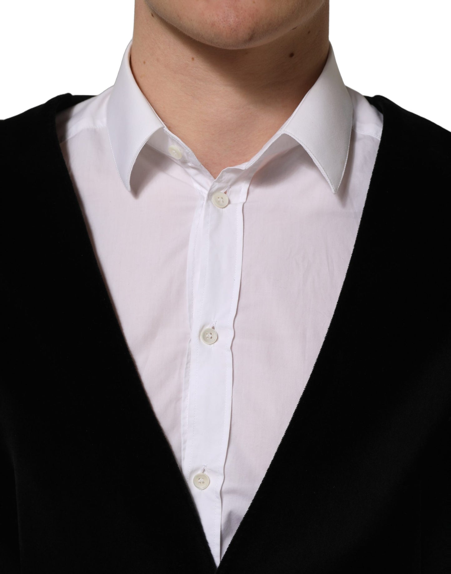 Black Cotton SingleBreasted Waistcoat Vest