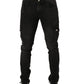 Black Distressed Cargo Cotton Men Denim Jeans